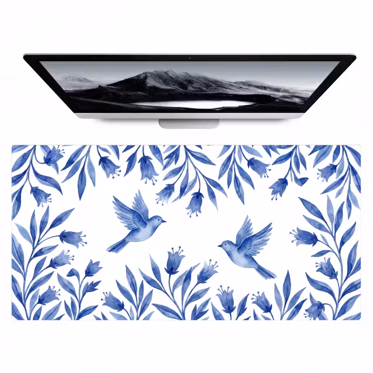 Modern - Vogels - Delfts - Blauw Muismat XXL klein -zzz3d