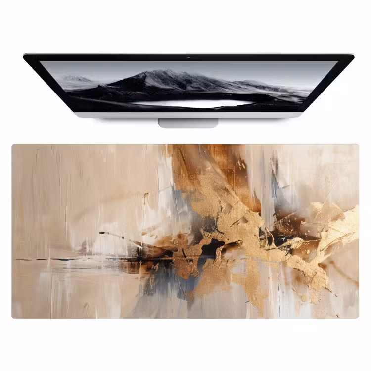 Modern - Bruin - Abstract - Beige Muismat XXL klein -zzz3d
