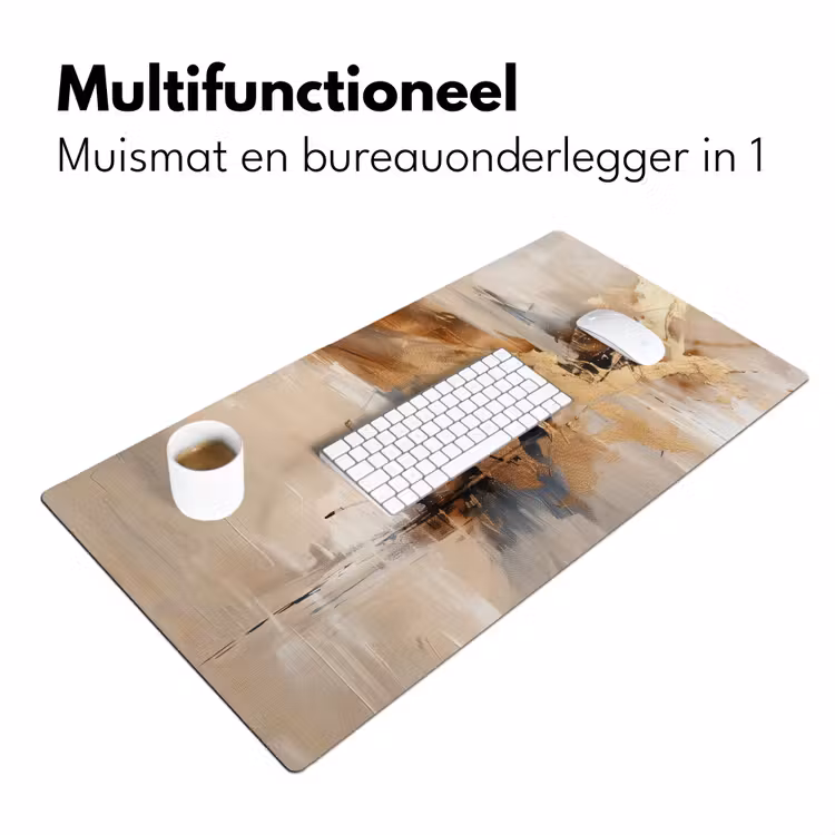 Modern - Bruin - Abstract - Beige Muismat XXL klein -sfeer4