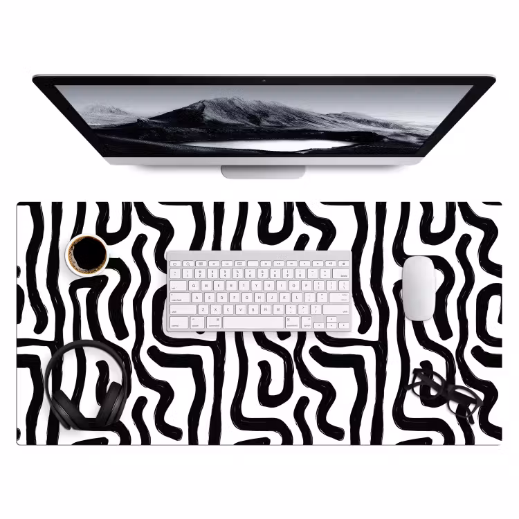 Modern - Lijnen - Zwart Muismat XXL klein 681 -3d