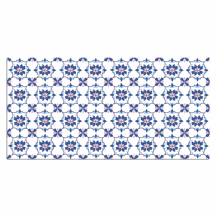 Modern - Patroon - Blauw - Roze Muismat XXL klein 681 -3d_leeg