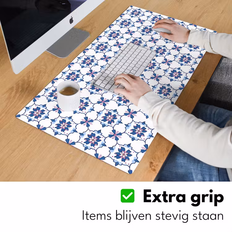Modern - Patroon - Blauw - Roze Muismat XXL klein 681 -sfeer3
