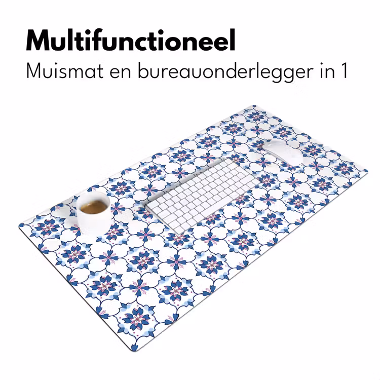 Modern - Patroon - Blauw - Roze Muismat XXL klein 681 -sfeer4