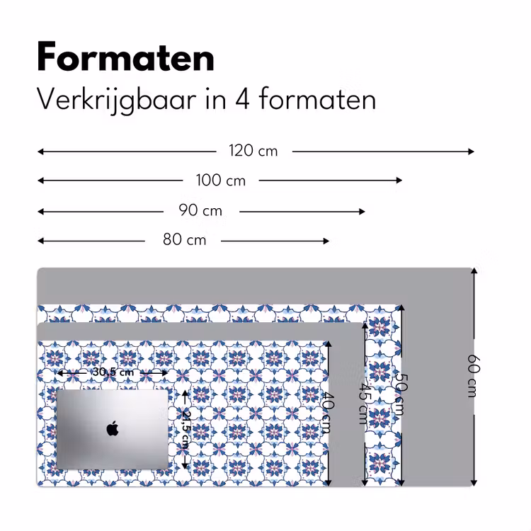 Modern - Patroon - Blauw - Roze Muismat XXL klein 681 -sfeer5