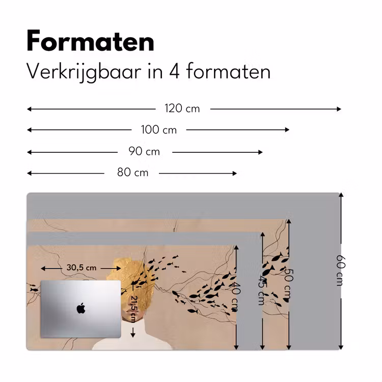 Modern - Vrouw - Goud Muismat XXL klein -sfeer5