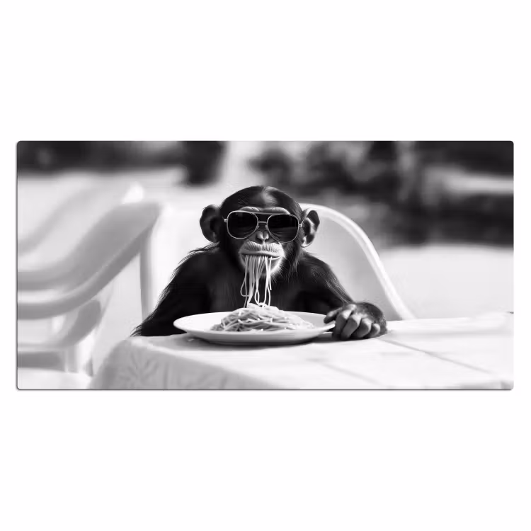 Aap - Spaghetti - Zonnebril - Zwart wit - Cool - Dier Muismat XXL klein -3d_leeg
