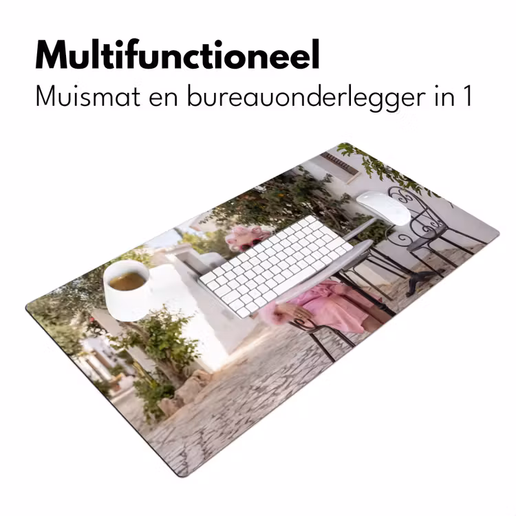 Ochtendjas - Krulspelden - Roze Muismat XXL klein -sfeer4