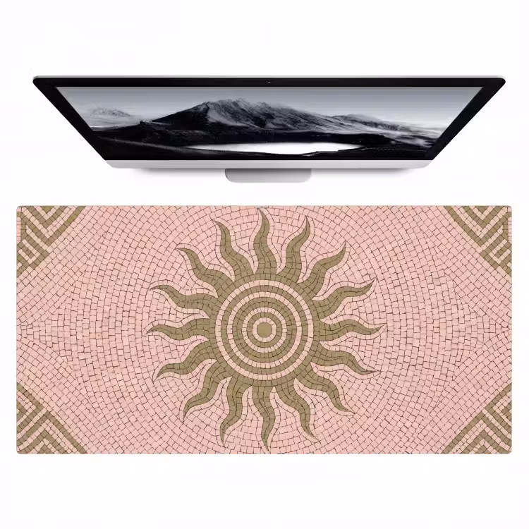 Mozaïek - Zon - Patroon - Klassiek - Roze Muismat XXL klein -zzz3d