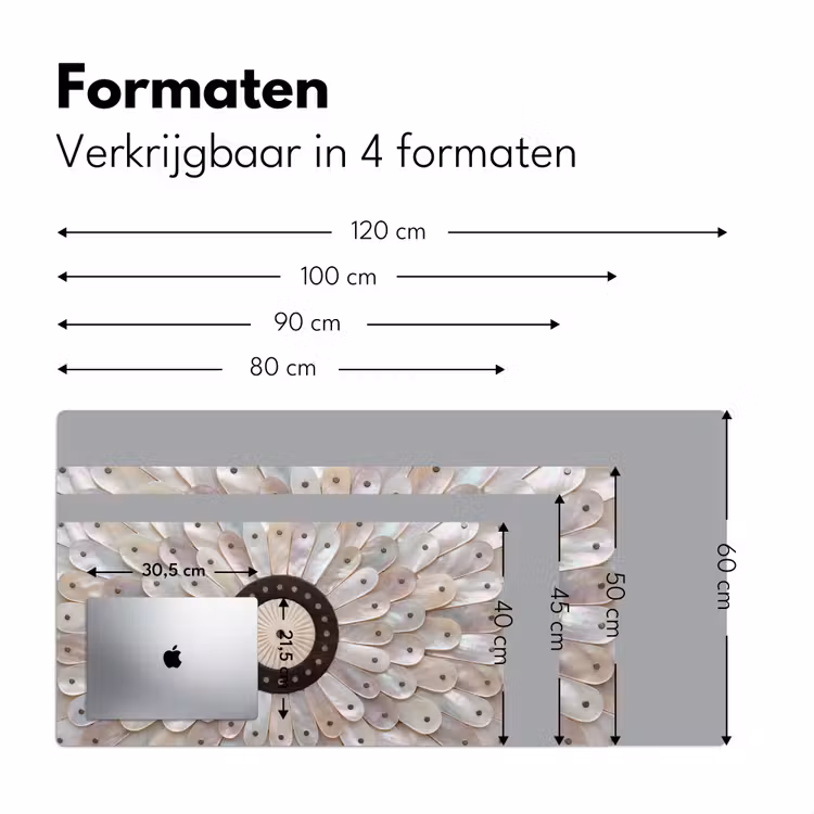 Parelmoer - Patroon - Decoratie - Ambacht - Wit Muismat XXL klein -sfeer5