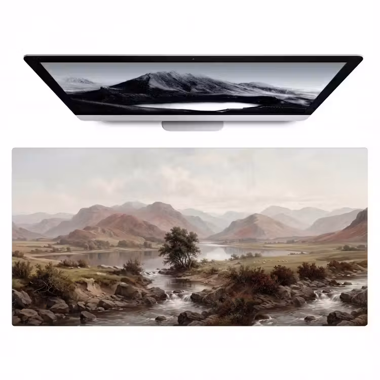 Berglandschap - Meer - Bergen - Vallei - Klassiek Muismat XXL klein -zzz3d