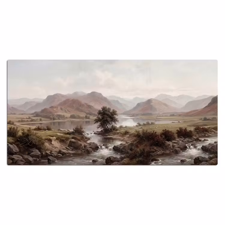 Berglandschap - Meer - Bergen - Vallei - Klassiek Muismat XXL klein -3d_leeg