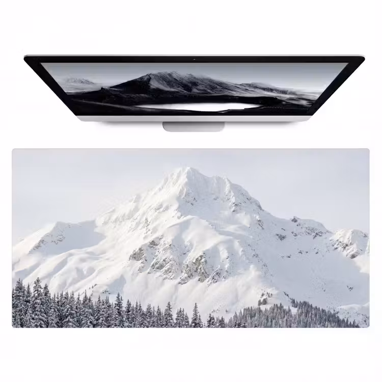 Berg - Sneeuw - Winter - Natuur - Wit Muismat XXL klein -zzz3d