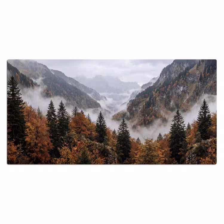 Bergen - Vallei - Mist - Herfst - Natuur Muismat XXL klein -3d_leeg
