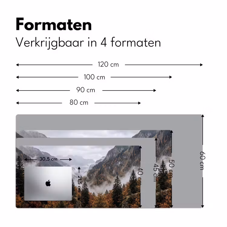 Bergen - Vallei - Mist - Herfst - Natuur Muismat XXL klein -sfeer5