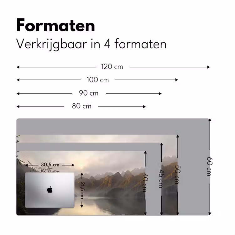 Bergen - Water - Mist - Natuur - Landschap Muismat XXL klein -sfeer5