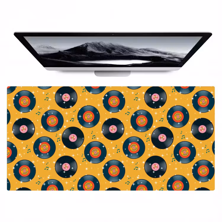 Muziek - Patroon - Geel Muismat XXL klein 681 -zzz3d