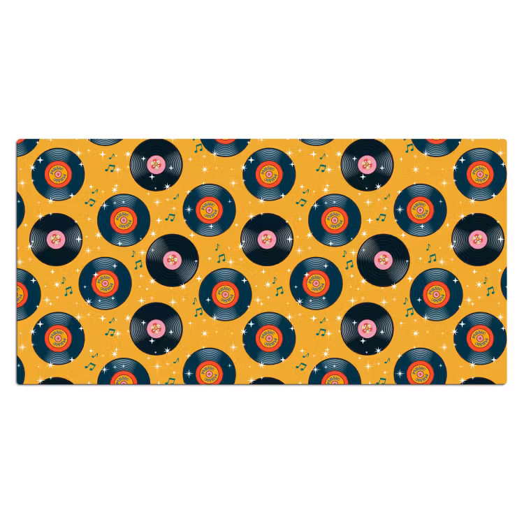 Muziek - Patroon - Geel Muismat XXL klein 681 -3d_leeg