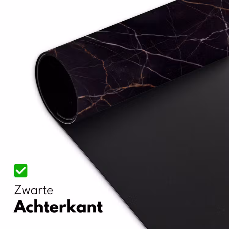 Natuursteen - Marmerpatroon - Abstract - Modern - Zwart - Goud Muismat XXL klein -sfeer2