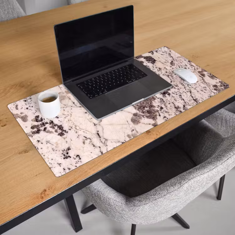 Natuursteen - Patroon - Abstract - Beige - Grijs Muismat XXL klein -sfeer1