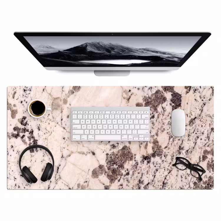Natuursteen - Patroon - Abstract - Beige - Grijs Muismat XXL klein -3d
