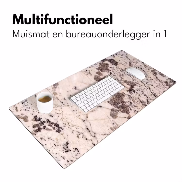 Natuursteen - Patroon - Abstract - Beige - Grijs Muismat XXL klein -sfeer4