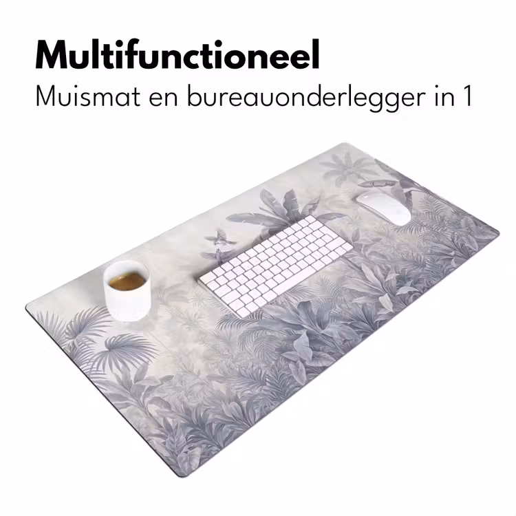 Natuur - Vogel - Jungle - Illustratie - Blauw Muismat XXL klein -sfeer4
