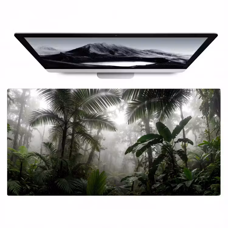 Natuur - Jungle - Mist - Groen - Bladeren Muismat XXL klein -zzz3d