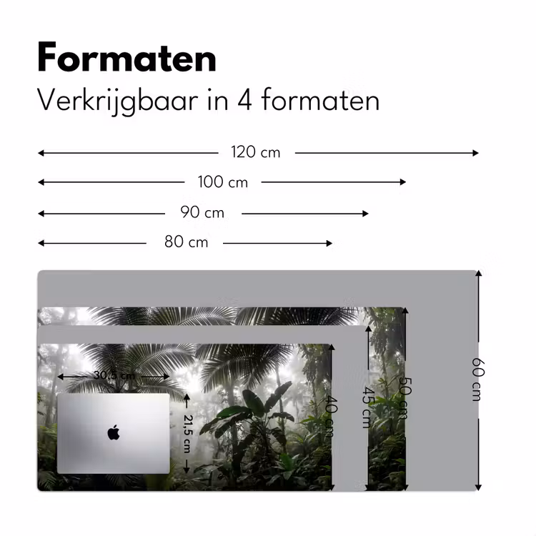 Natuur - Jungle - Mist - Groen - Bladeren Muismat XXL klein -sfeer5