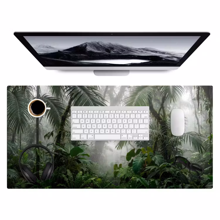 Natuur - Jungle - Mist - Tropisch - Groen Muismat XXL klein -3d