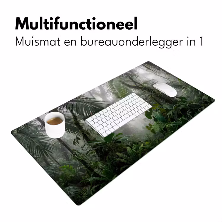 Natuur - Jungle - Mist - Tropisch - Groen Muismat XXL klein -sfeer4