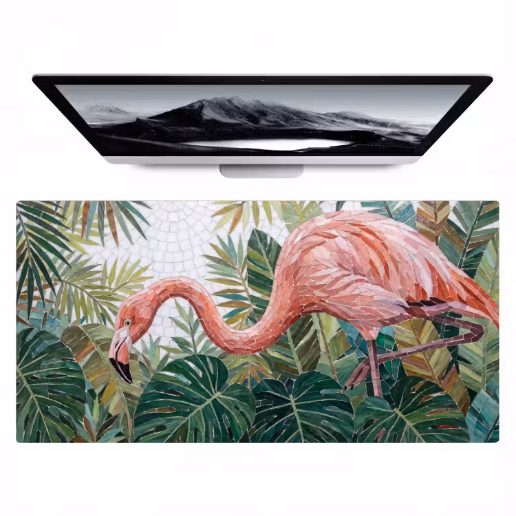 Natuur - Bladeren - Abstract - Groen - Vogel Muismat XXL klein -zzz3d