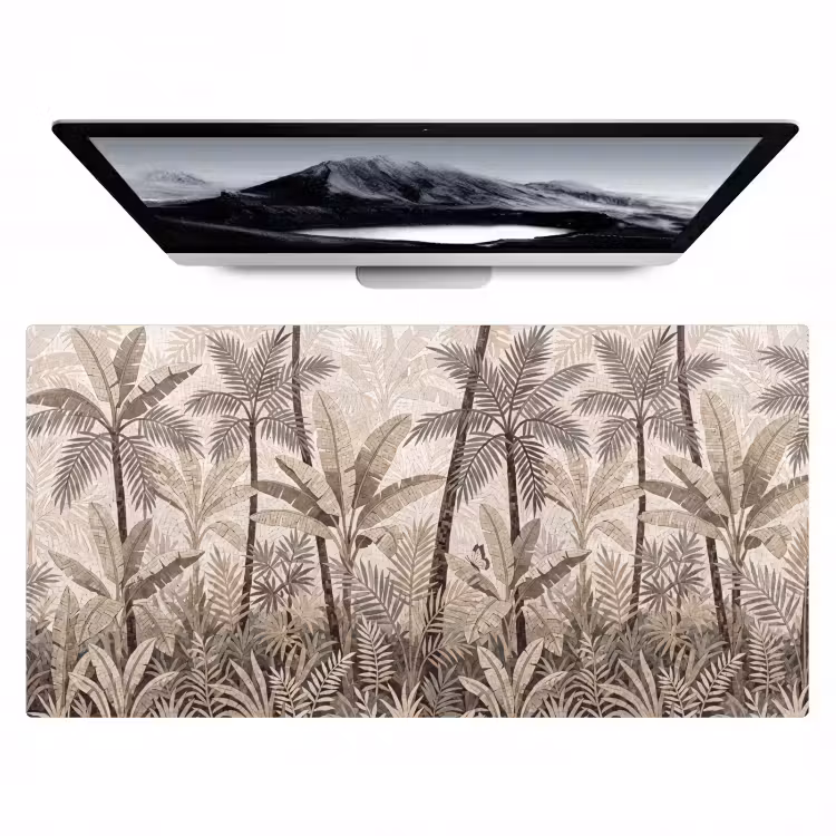 Natuur - Bladeren - Landschap - Mozaïek - Beige Muismat XXL klein -zzz3d