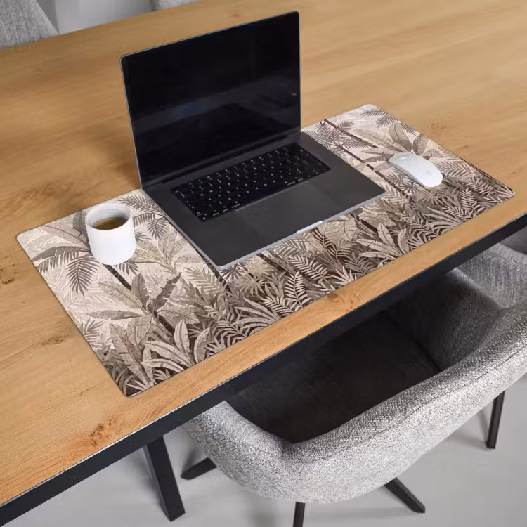 Natuur - Bladeren - Landschap - Mozaïek - Beige Muismat XXL klein -sfeer1