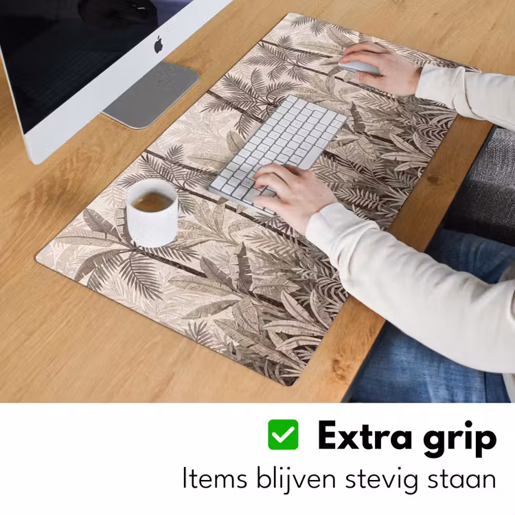 Natuur - Bladeren - Landschap - Mozaïek - Beige Muismat XXL klein -sfeer3