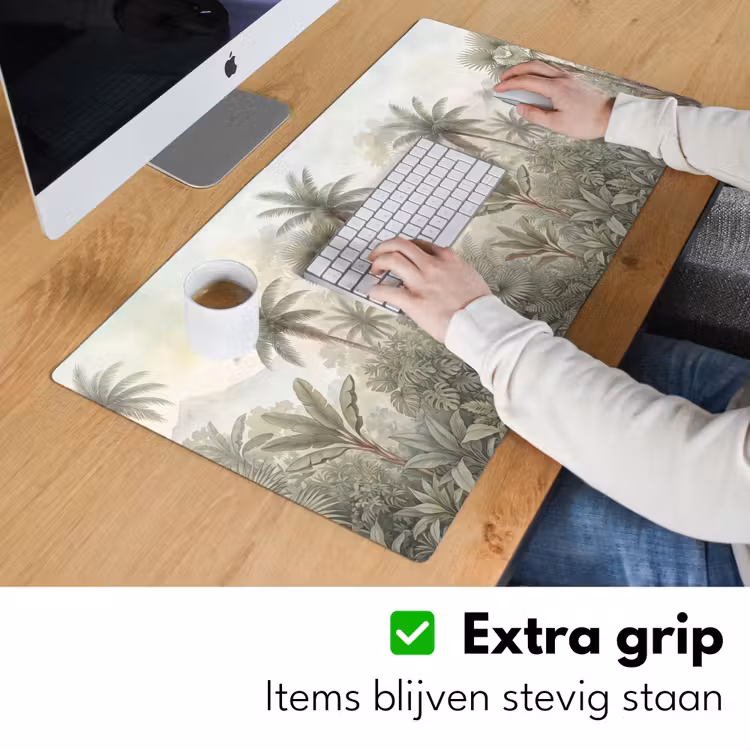 Natuur - Tropisch bos - Landschap - Aquarel - Groen Muismat XXL klein -sfeer3
