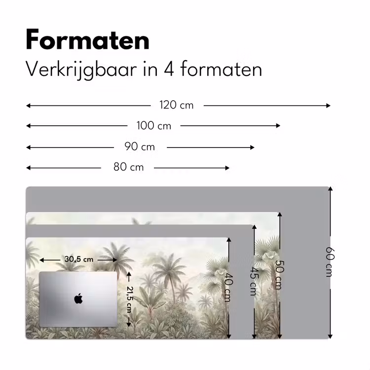Natuur - Tropisch bos - Landschap - Aquarel - Groen Muismat XXL klein -sfeer5