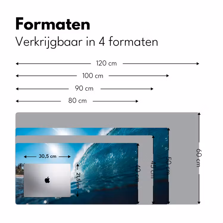 Oceaan - Golf - Strand - Natuur - Blauw Muismat XXL klein -sfeer5