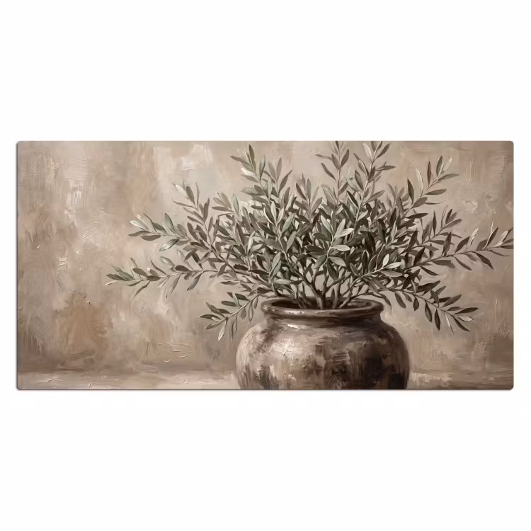 Olijfplant - Aardenpot - Abstract - Beige Muismat XXL klein -3d_leeg