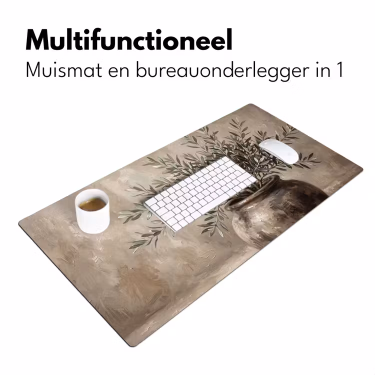 Olijfplant - Aardenpot - Abstract - Beige Muismat XXL klein -sfeer4