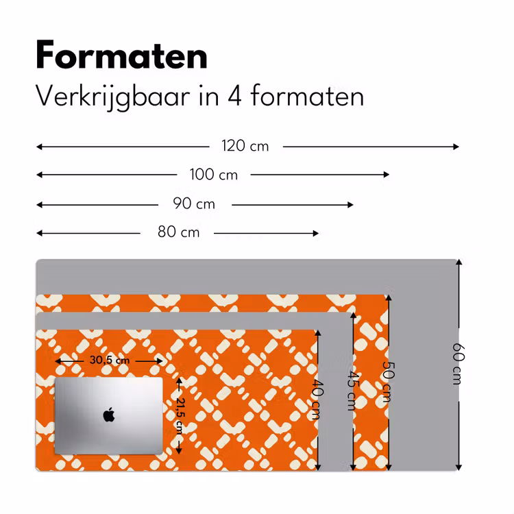 Oranje - Ruitpatroon - Wit Muismat XXL klein 681 -sfeer5