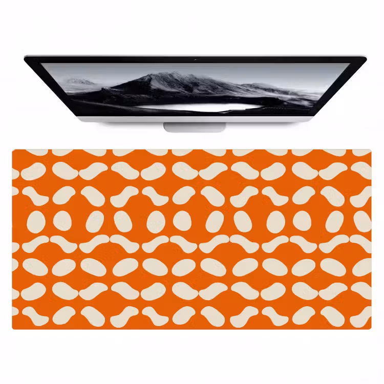 Oranje - Organische vormen - Wit Muismat XXL klein 681 -zzz3d