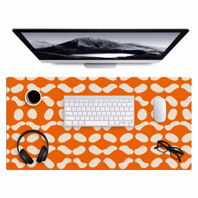 Oranje - Organische vormen - Wit Muismat XXL klein 681 -3d