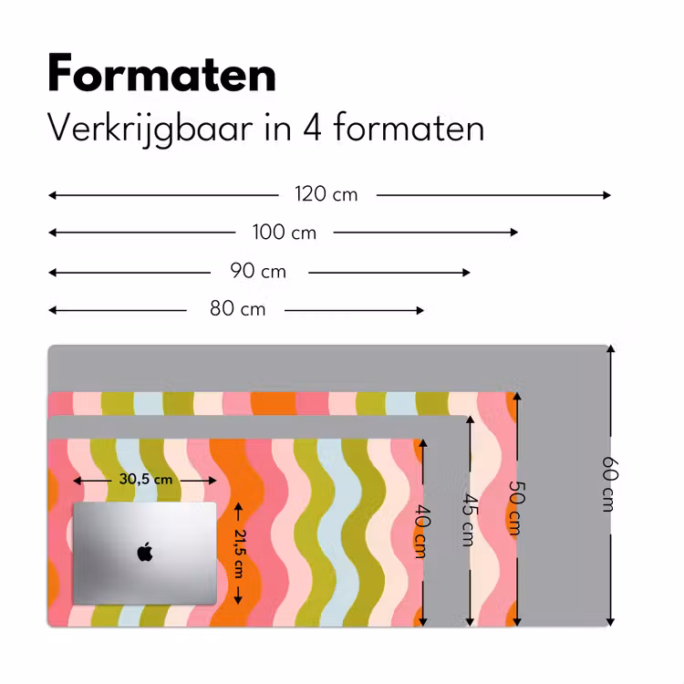 Banen - Golven - Kleurrijk - Verticaal Muismat XXL klein -sfeer5