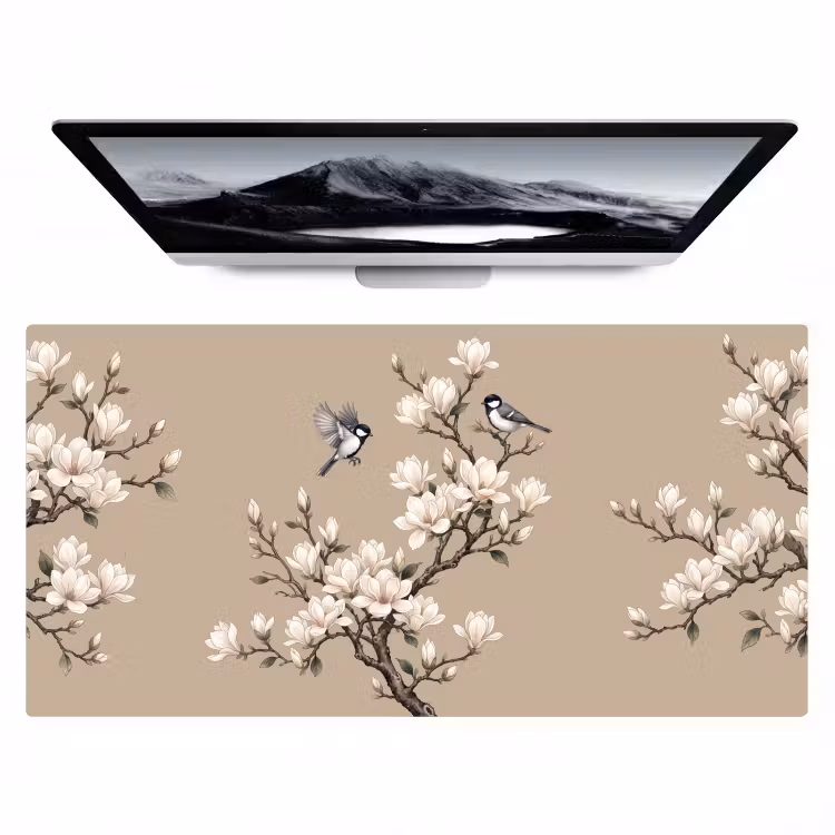 Oosters - Vogels - Beige Muismat XXL klein -zzz3d