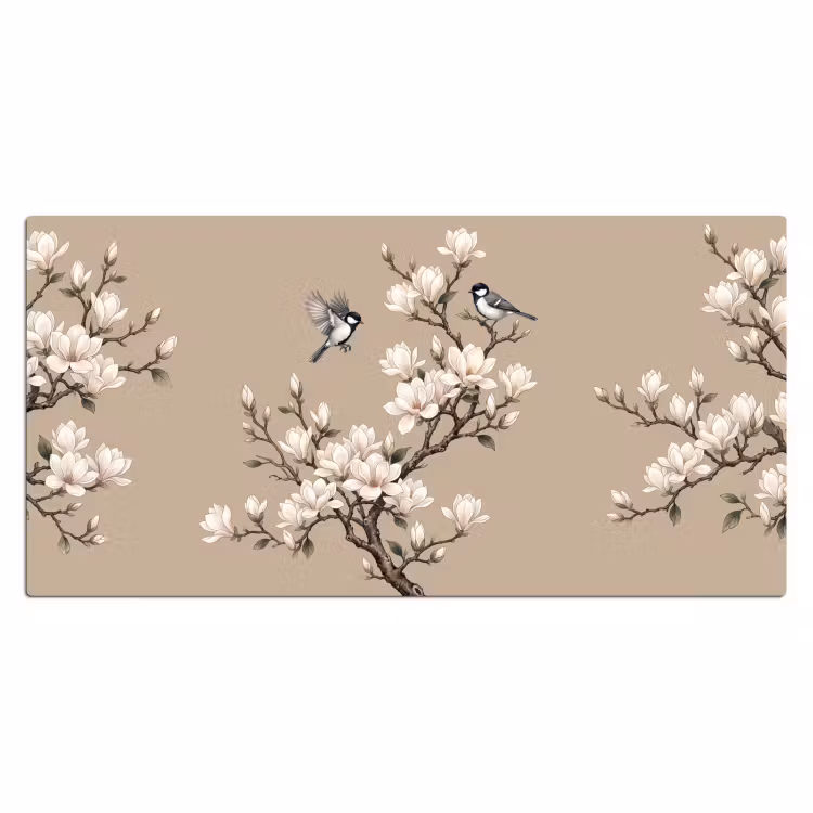 Oosters - Vogels - Beige Muismat XXL klein -3d_leeg