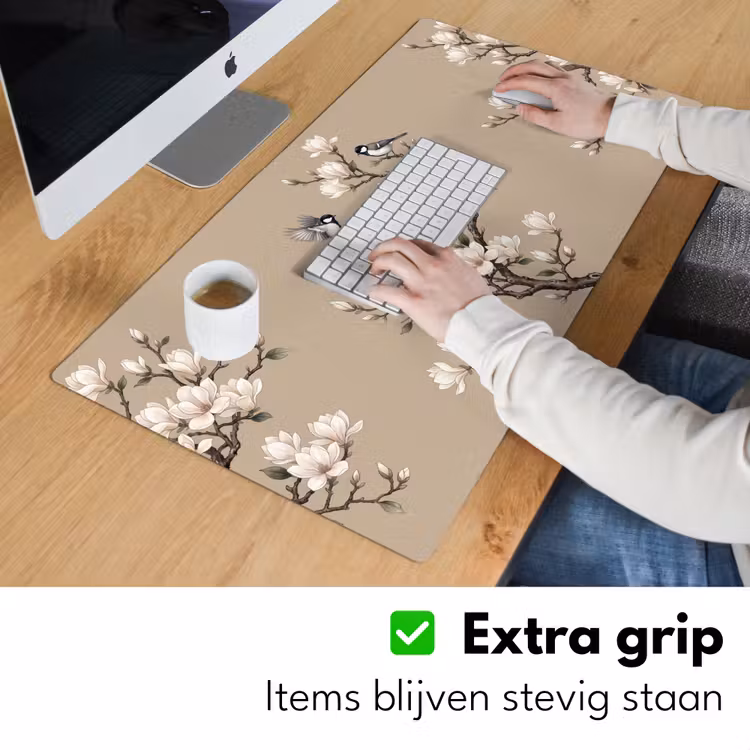 Oosters - Vogels - Beige Muismat XXL klein -sfeer3