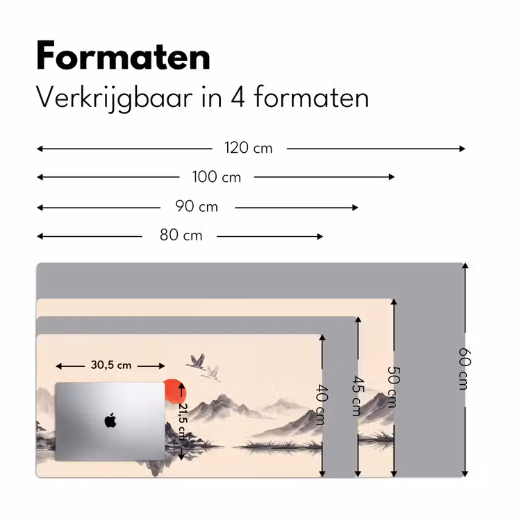 Oosters - Kraanvogels - Landschap Muismat XXL klein -sfeer5