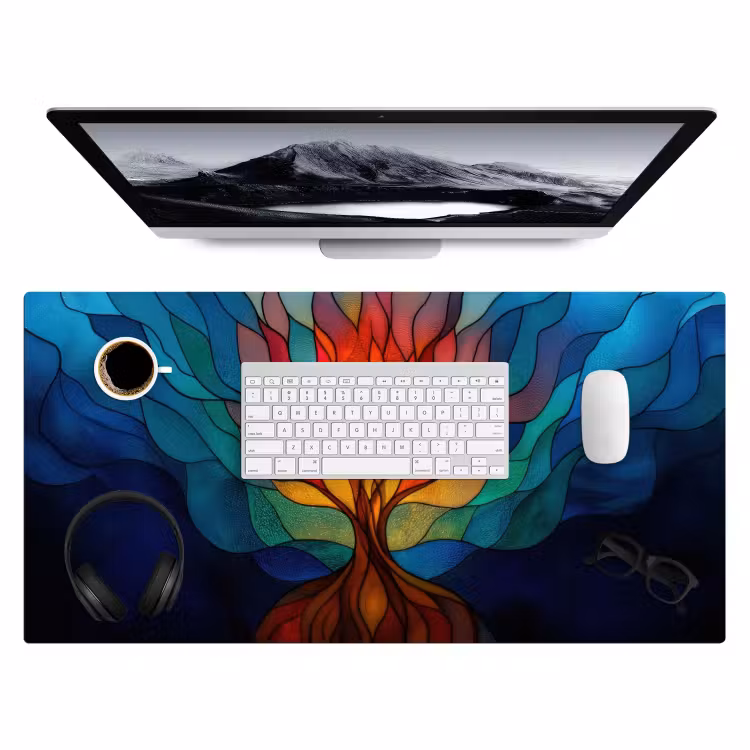 Sierglas - Boom - Rood - Vlakken Muismat XXL klein -3d