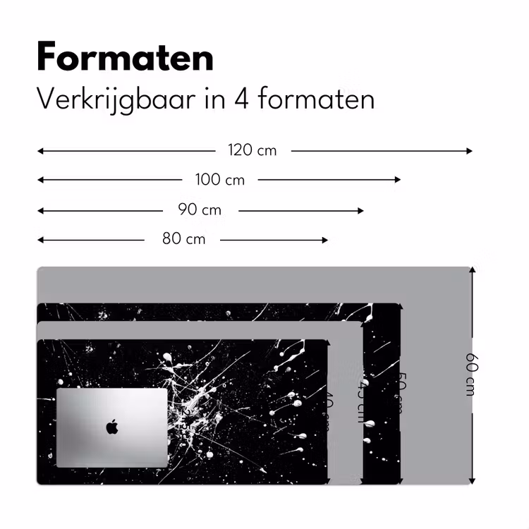 Verfspatten - Wit - Abstract - Explosie Muismat XXL klein -sfeer5
