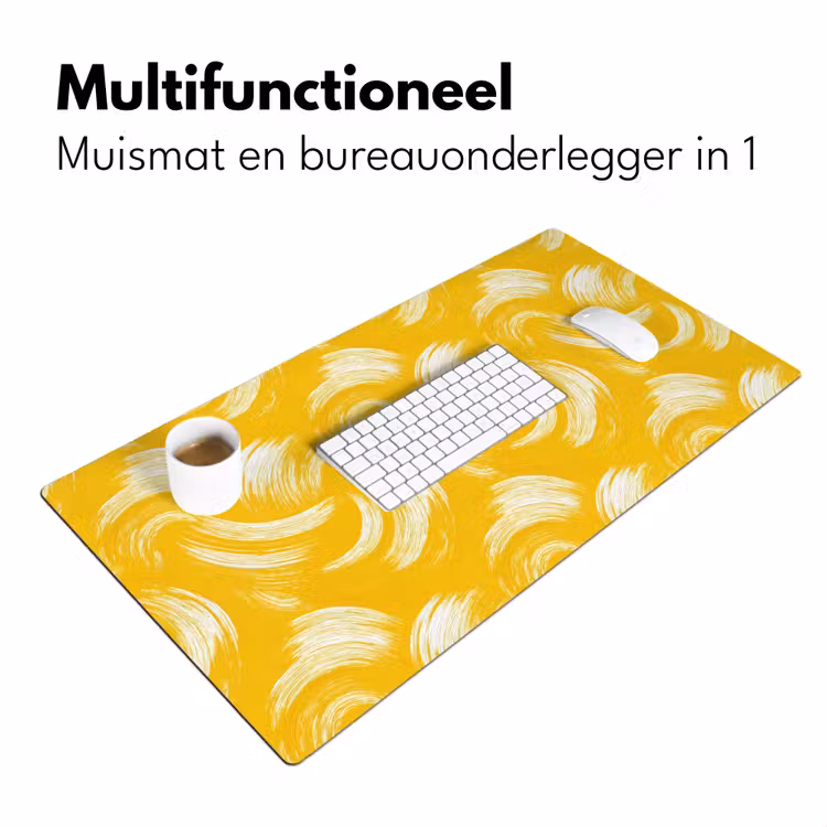 Verfstreken - Abstract - Dynamisch - Geel Muismat XXL klein 681 -sfeer4